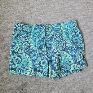 British Khaki Blue and Green Paisley Chino Shorts size 4
